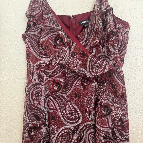 Express Maroon Paisley High-Low Dress - Picture 3 of 6